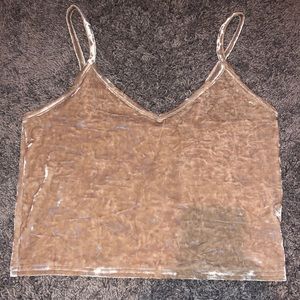UO light pink/beige cropped velvet tank